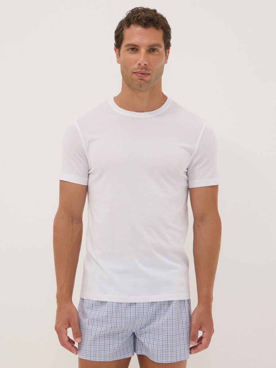 2-pack of white crew-neck T-shirts in pure extra-fine cotton_0