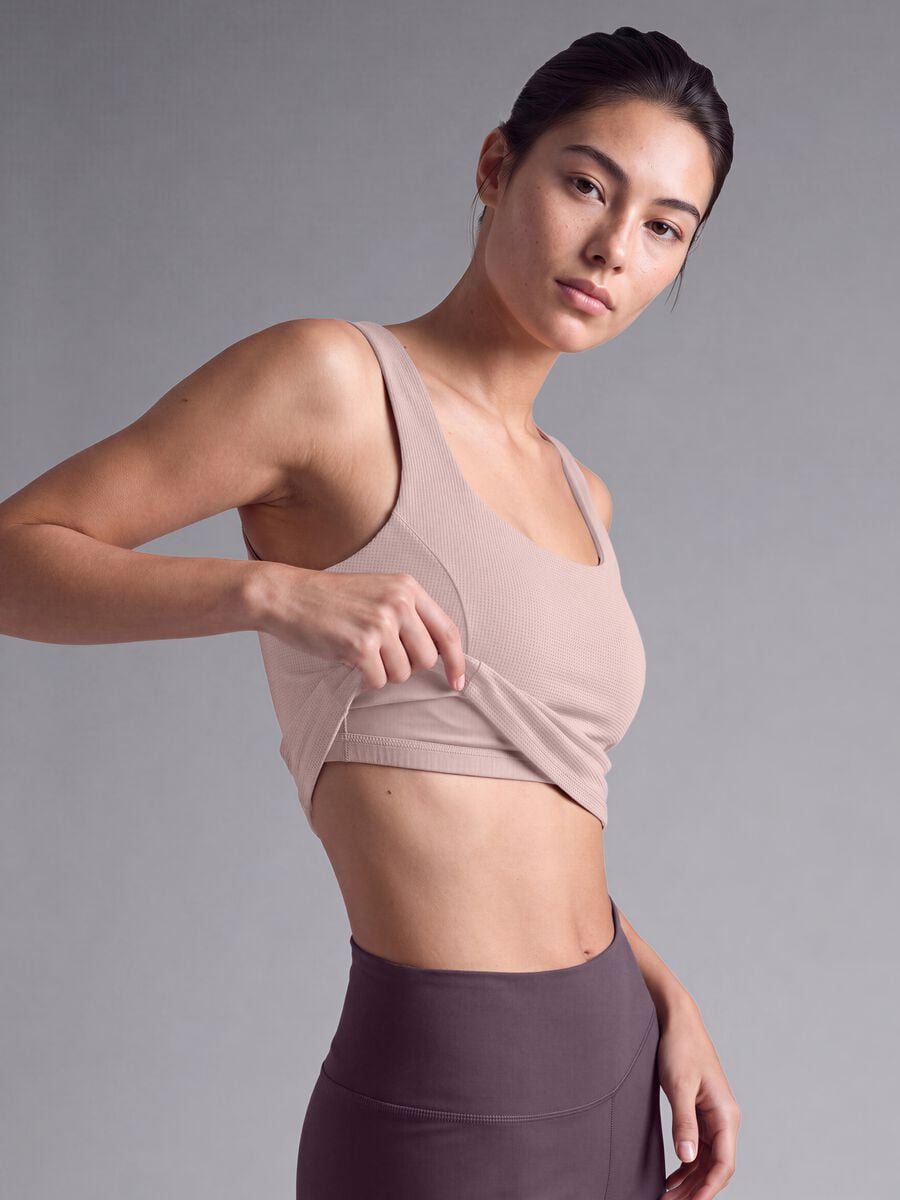 Top rosa crop in tessuto elasticizzato traspirante ALTAVIA STUDIO_2