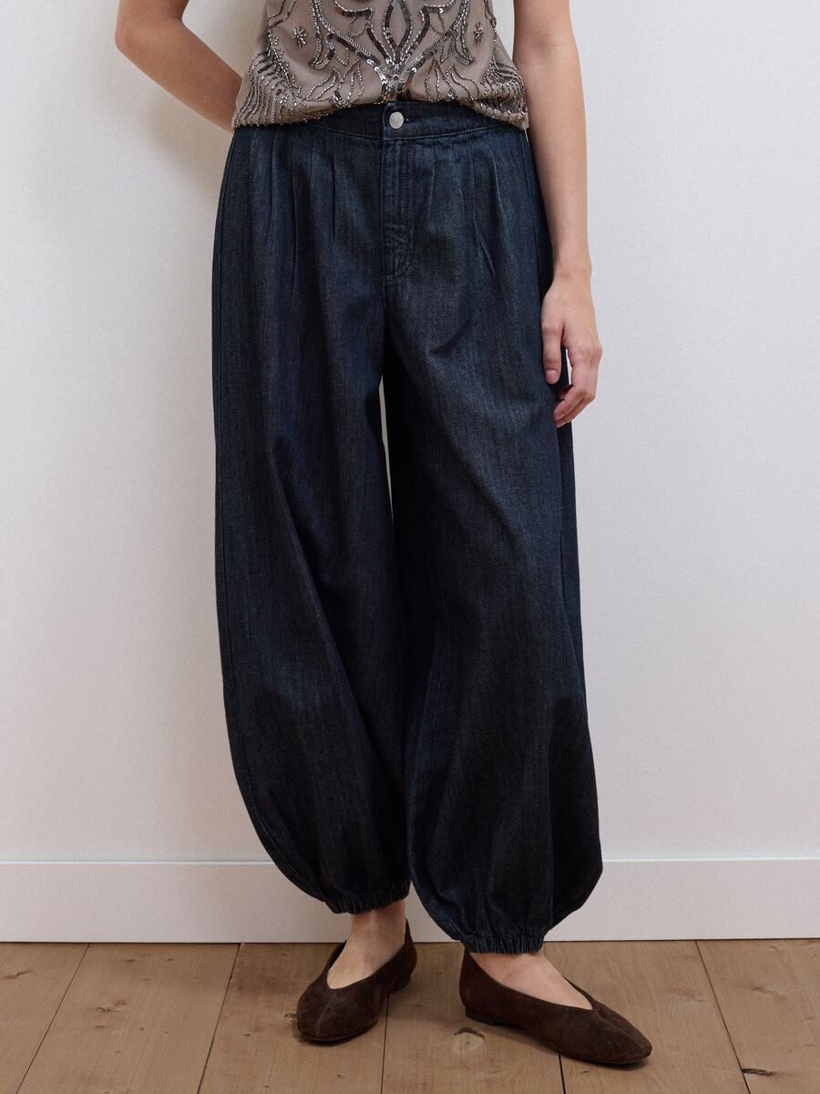 Jeans denim blu in puro cotone balloon fit_1