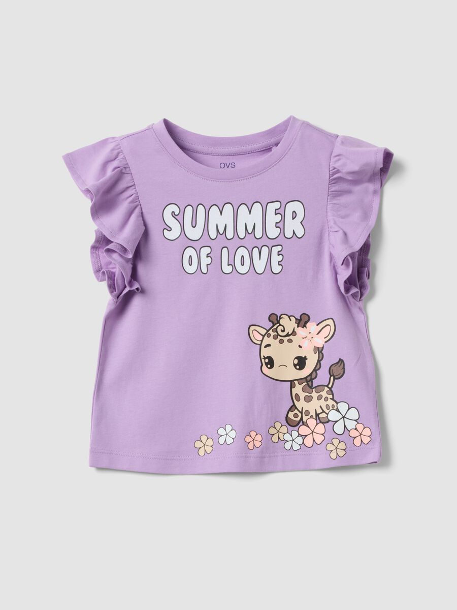 Purple organic cotton top with frills_0