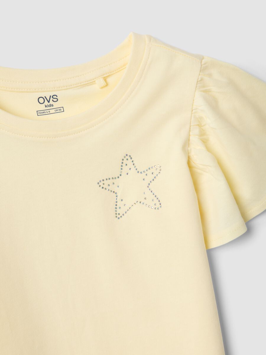 Girls&rsquo; yellow pure cotton regular-fit T-shirt with star_2