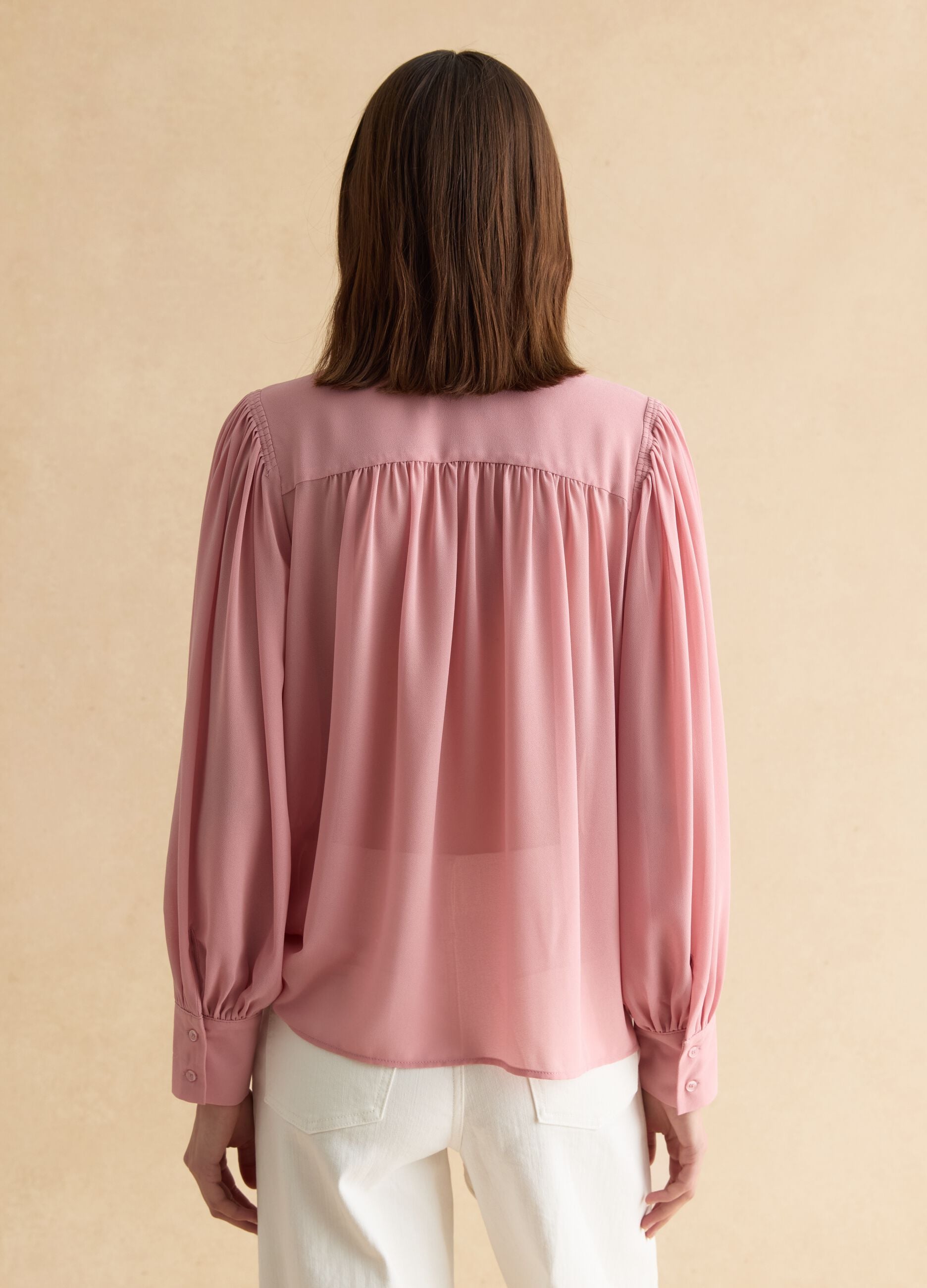 Pink regular fit blouse with buttons