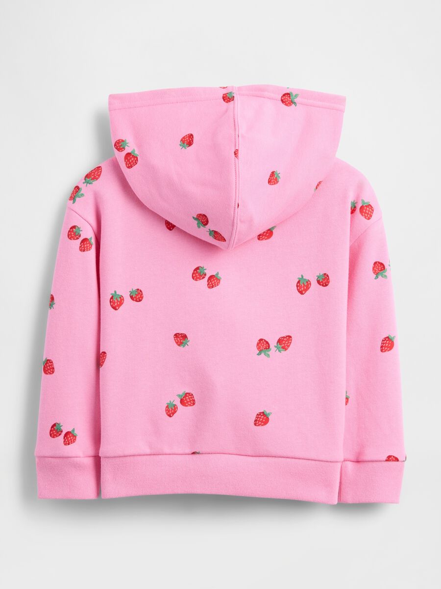 Felpa con logo GAP, stampa fragole, cappuccio e full zip in misto cotone_1