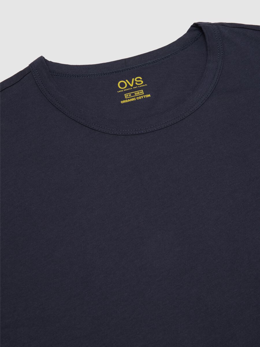 Men's blue pure cotton regular fit T-shirt_5