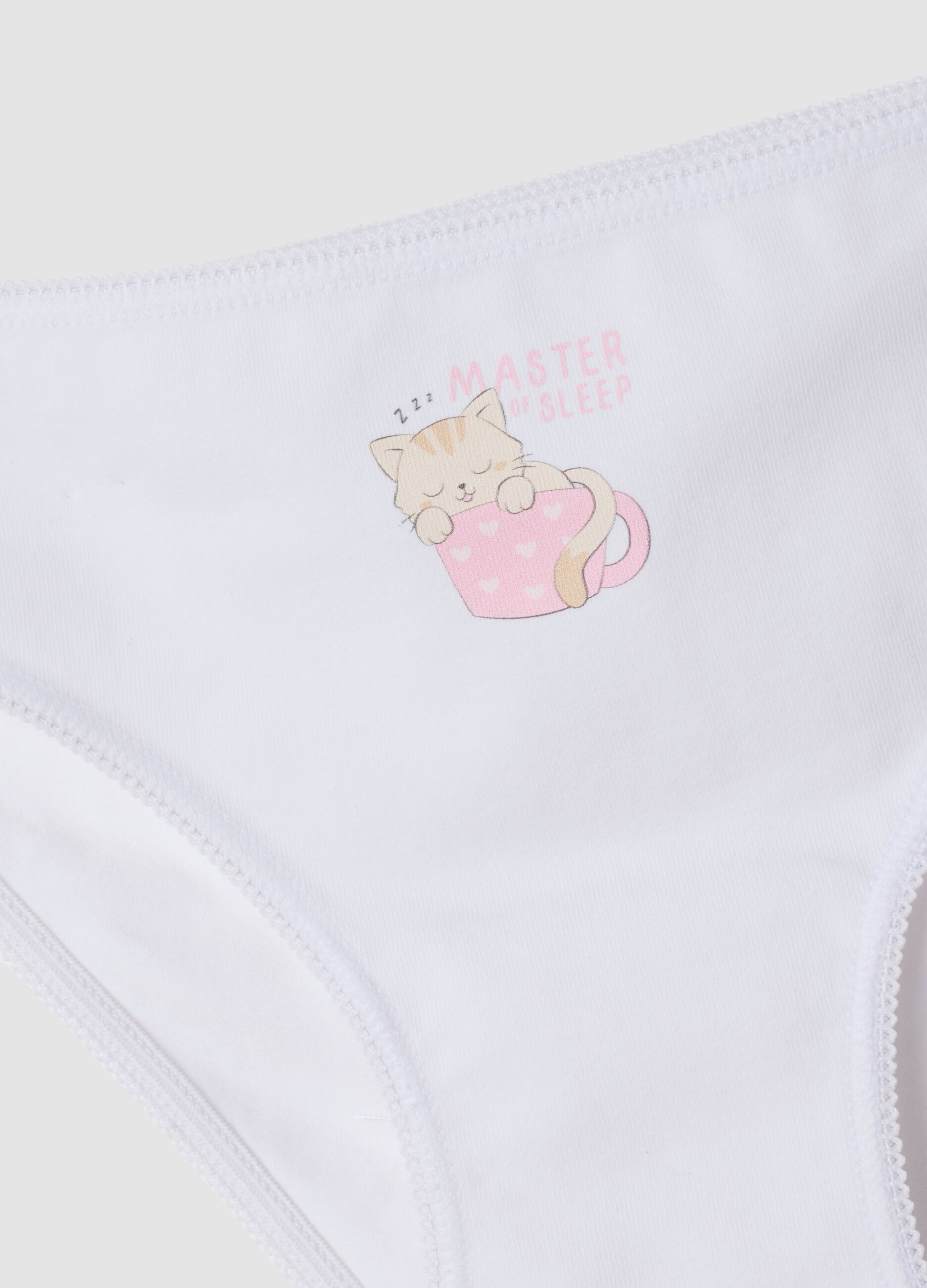 Five-pack of pink and white stretch organic cotton briefs