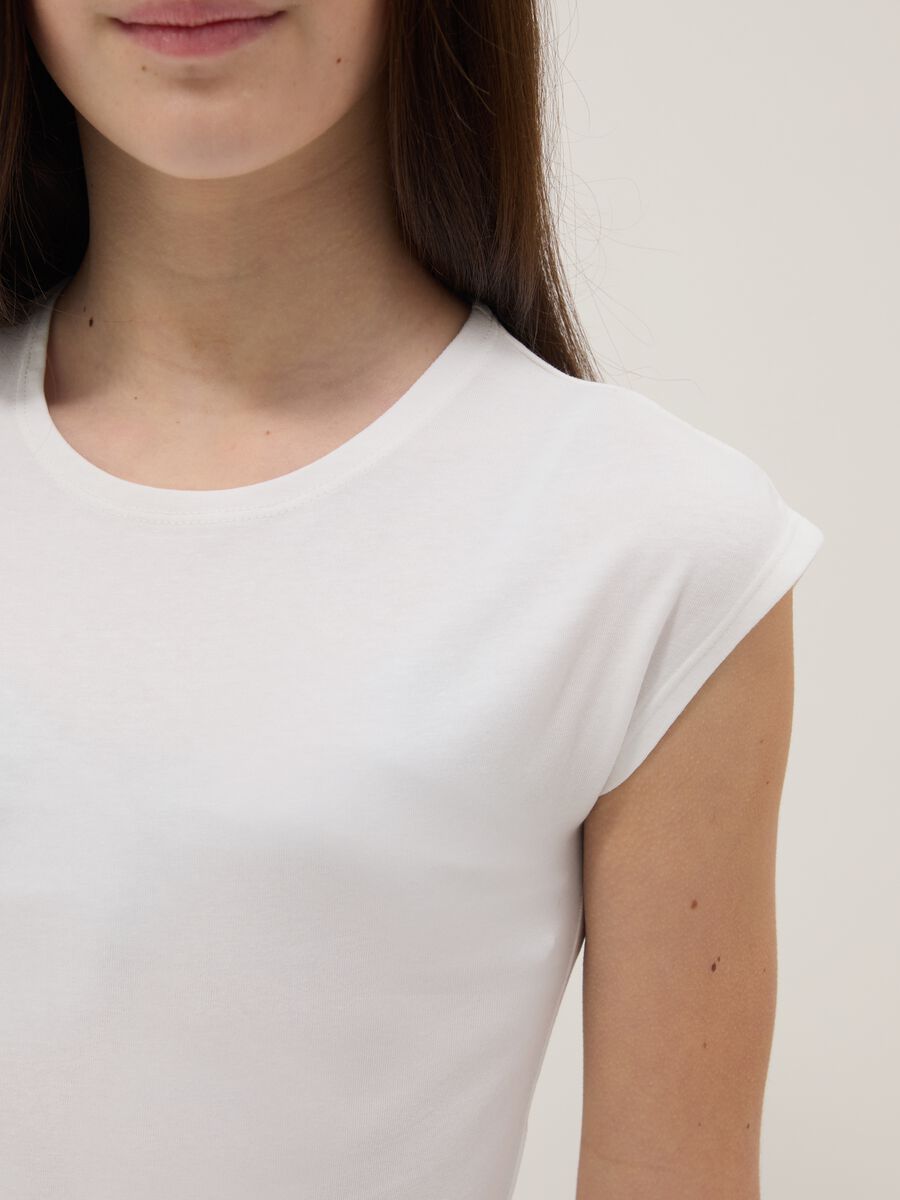 T-shirt in cotone elasticizzato bianca da ragazza slim fit_2