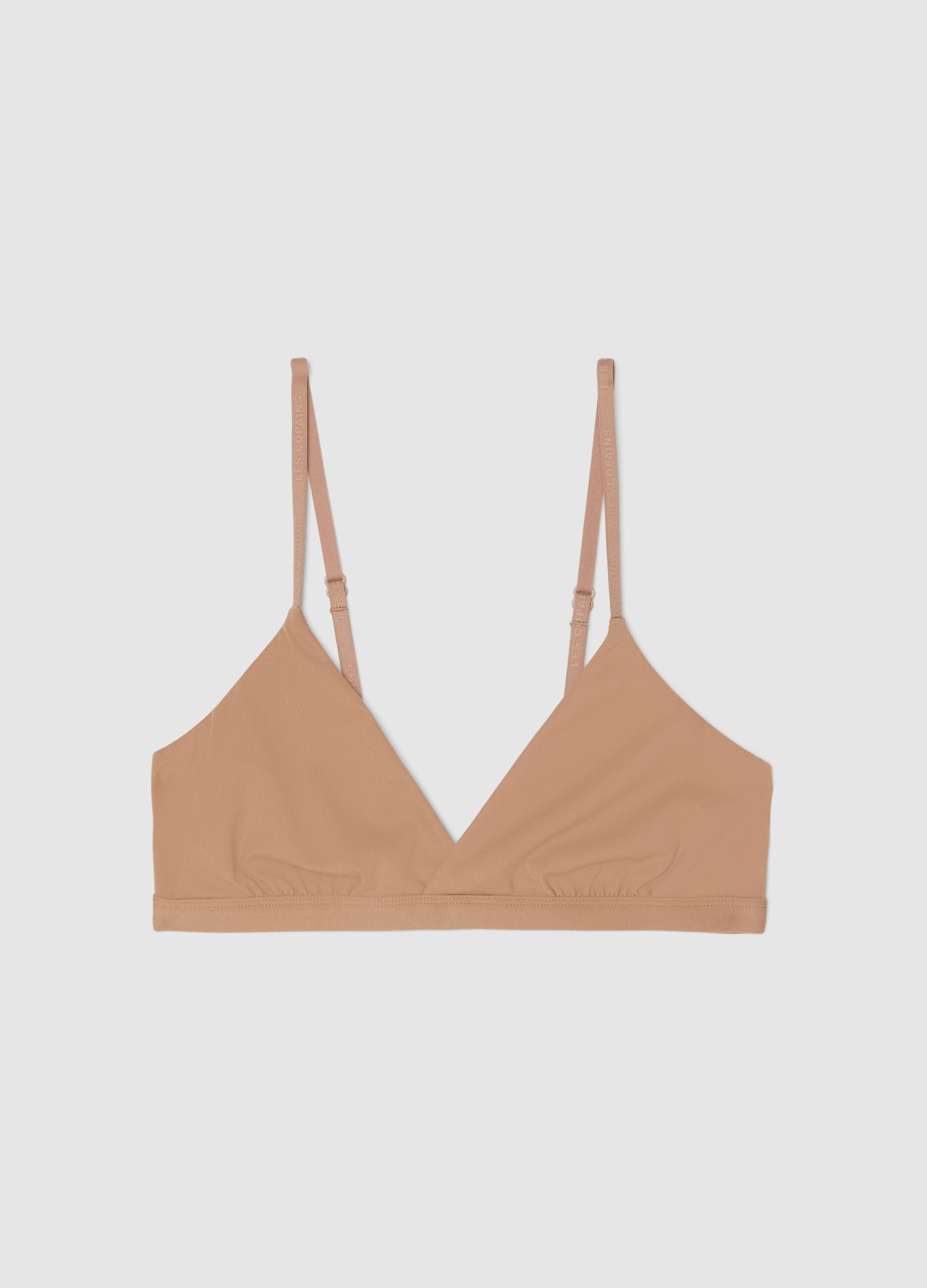 Beige microfibre triangle bra