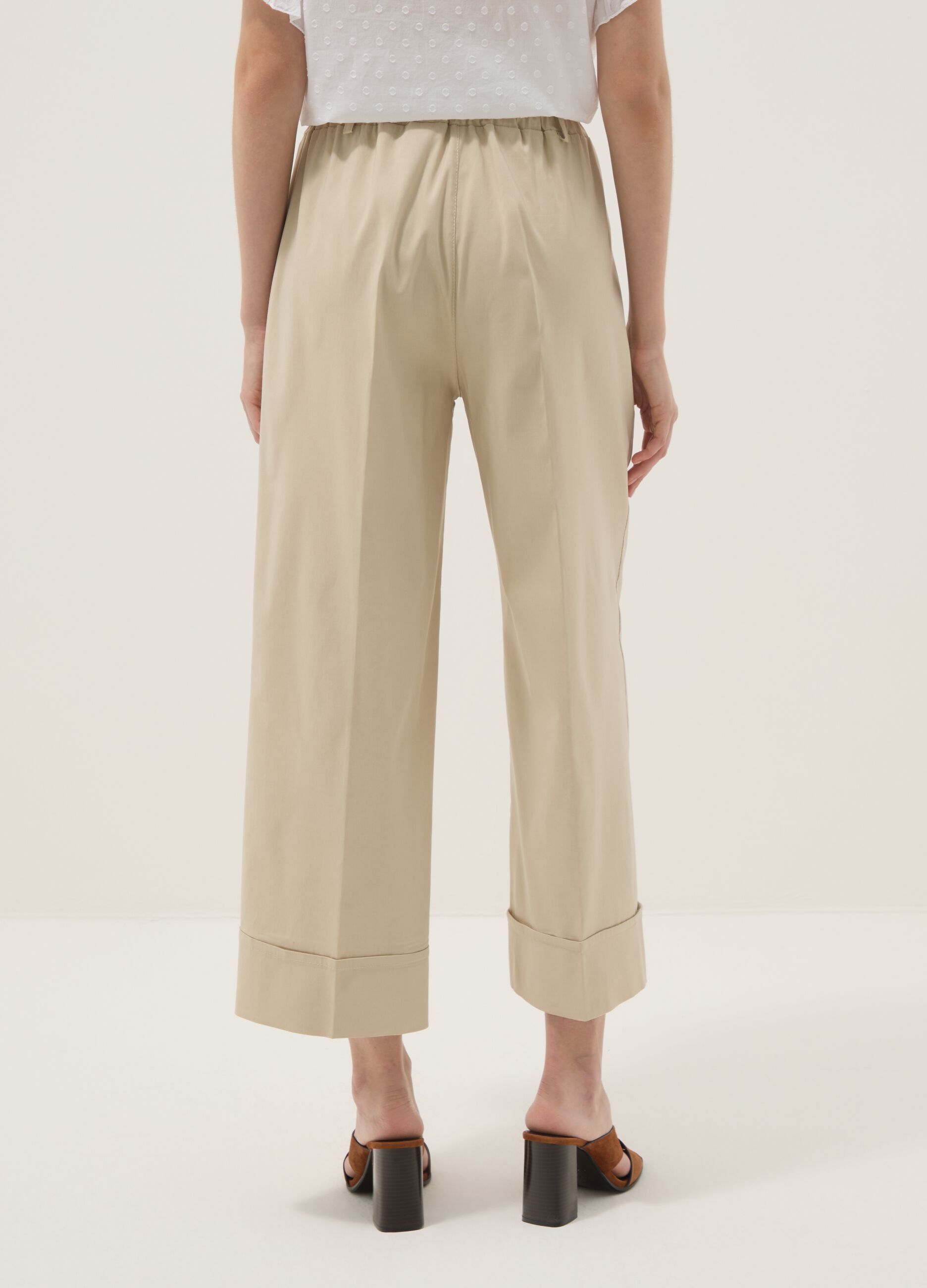Beige stretch viscose palazzo trousers