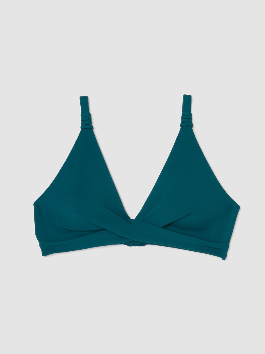 Green triangle bikini top in stretch fabric with shaping effect_4