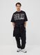 Black pure cotton T-shirt with front logo_1