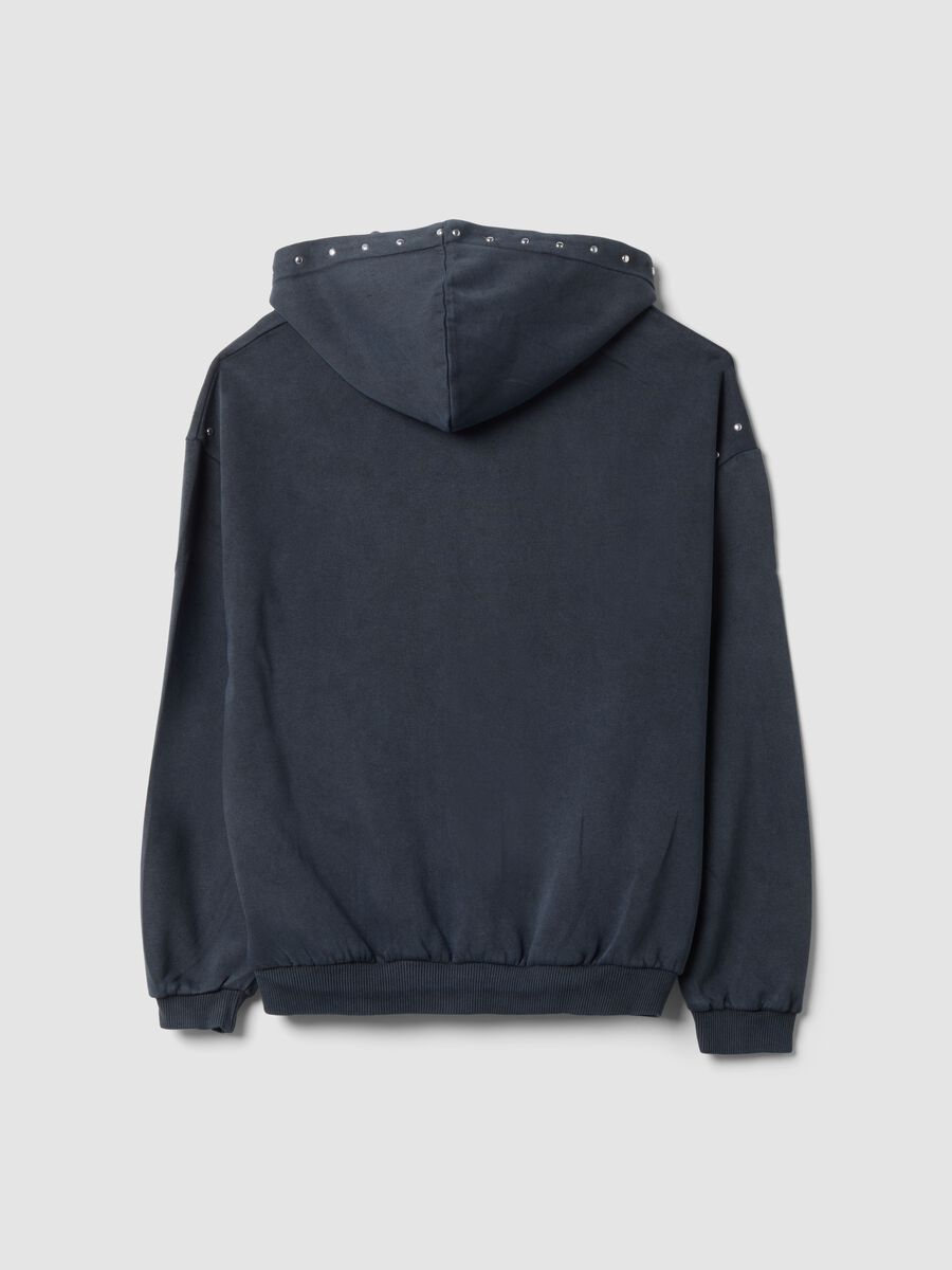 Grey cotton-blend hoodie with rhinestones, relaxed fit_2