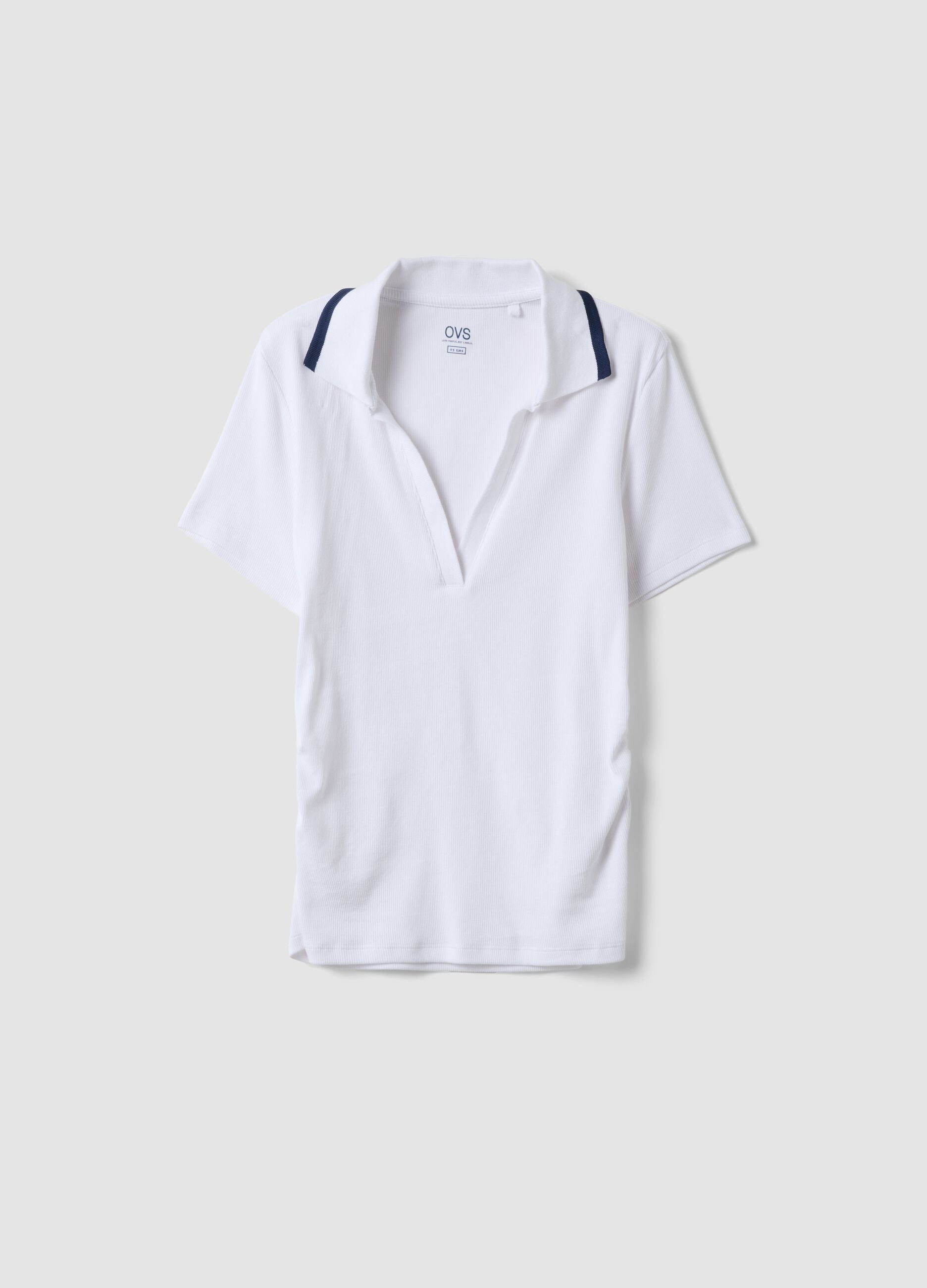 White regular-fit stretch cotton short-sleeve polo shirt