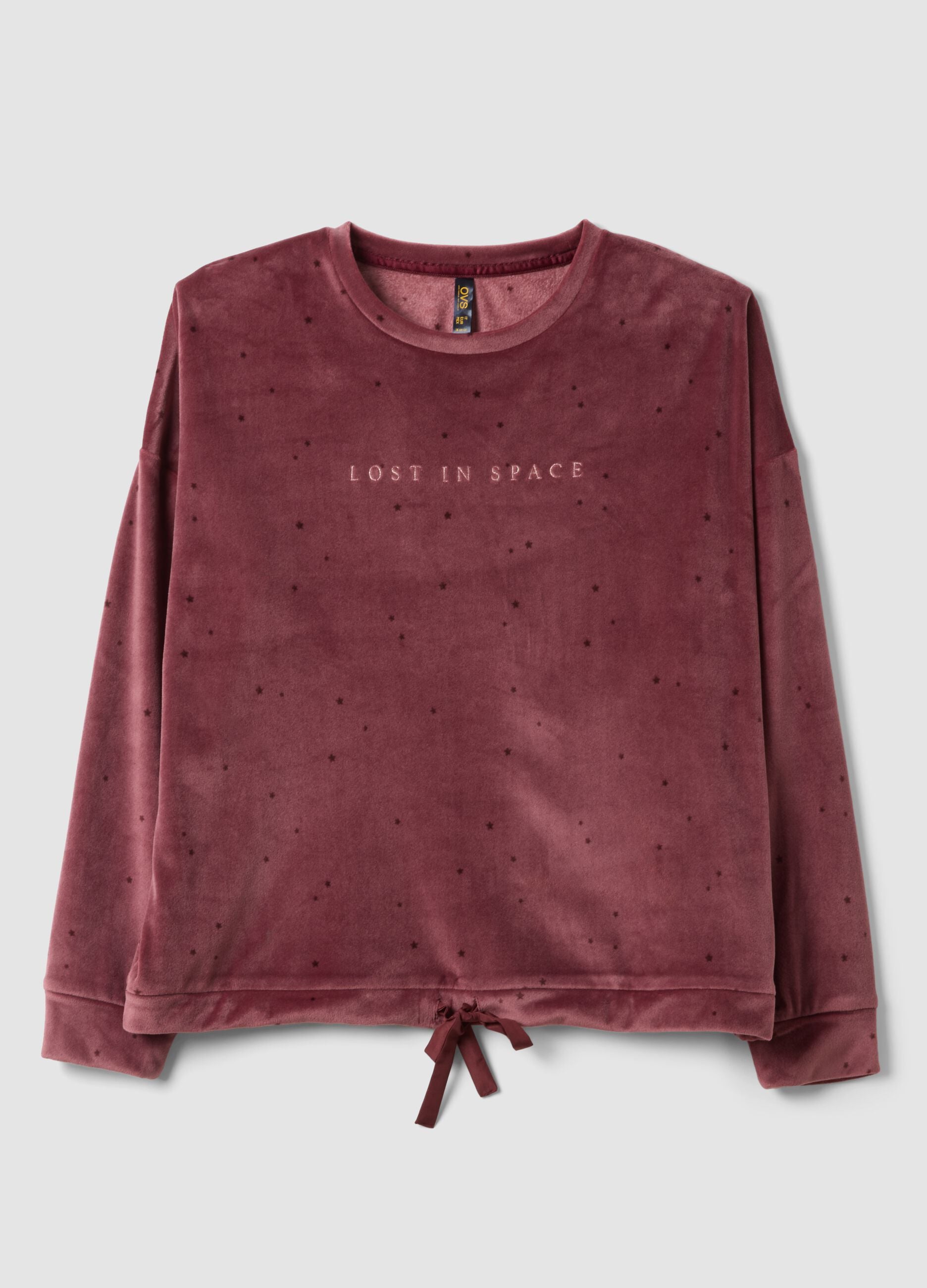 Pink stretch pyjama sweatshirt with star print