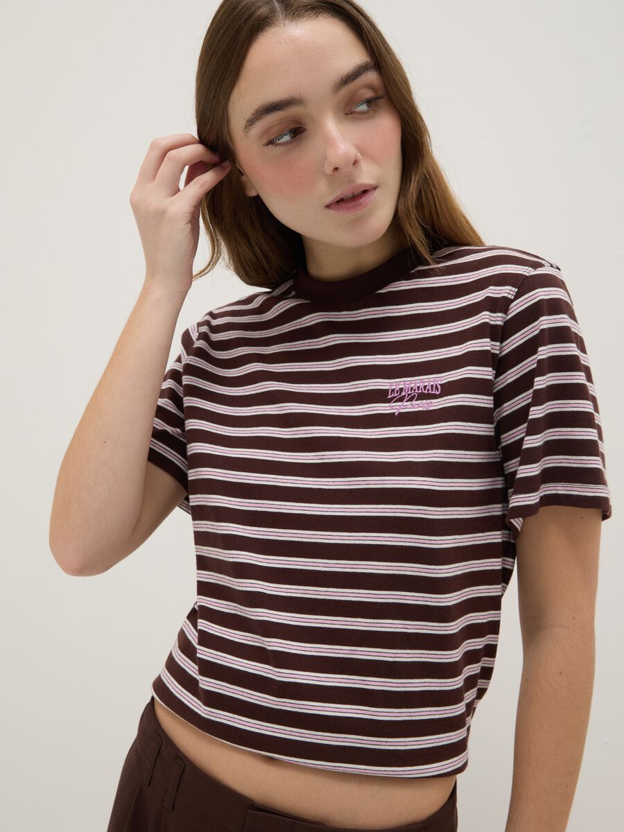 Multicolour Striped Pure Cotton Regular Fit T-shirt_1
