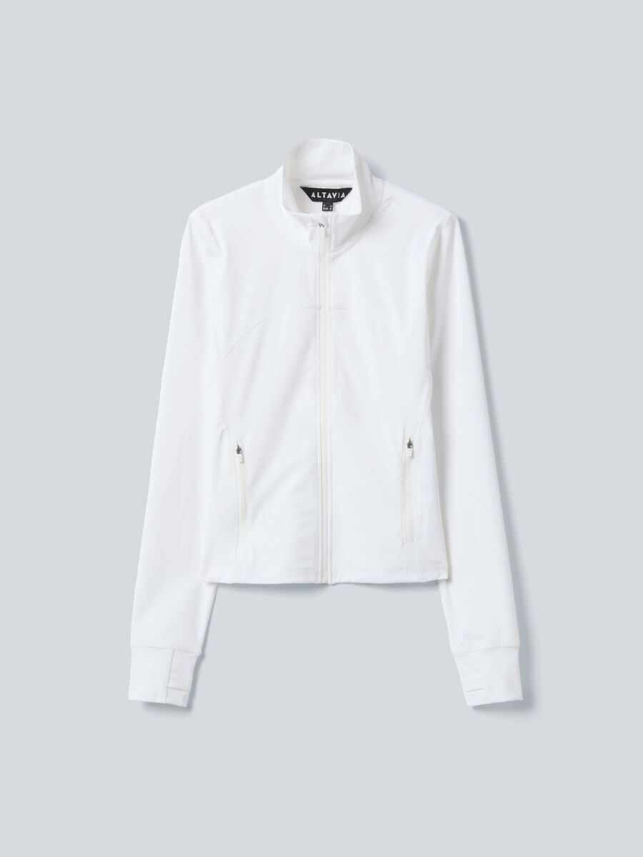 White ALTAVIA COURT full-zip sweatshirt in stretch technical fabric_4