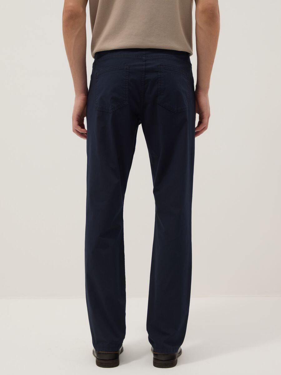 Slim Fit Stretch Cotton Blue Trousers_3