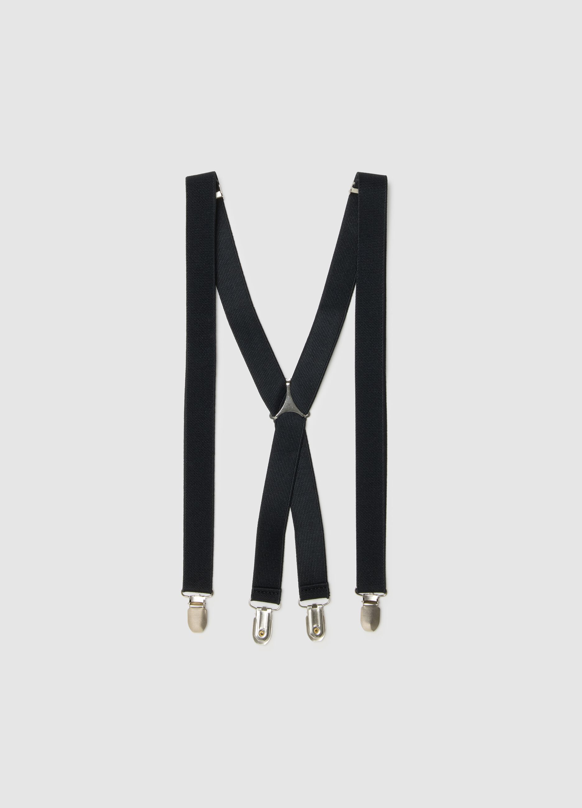 Black suspenders with adjustable closure