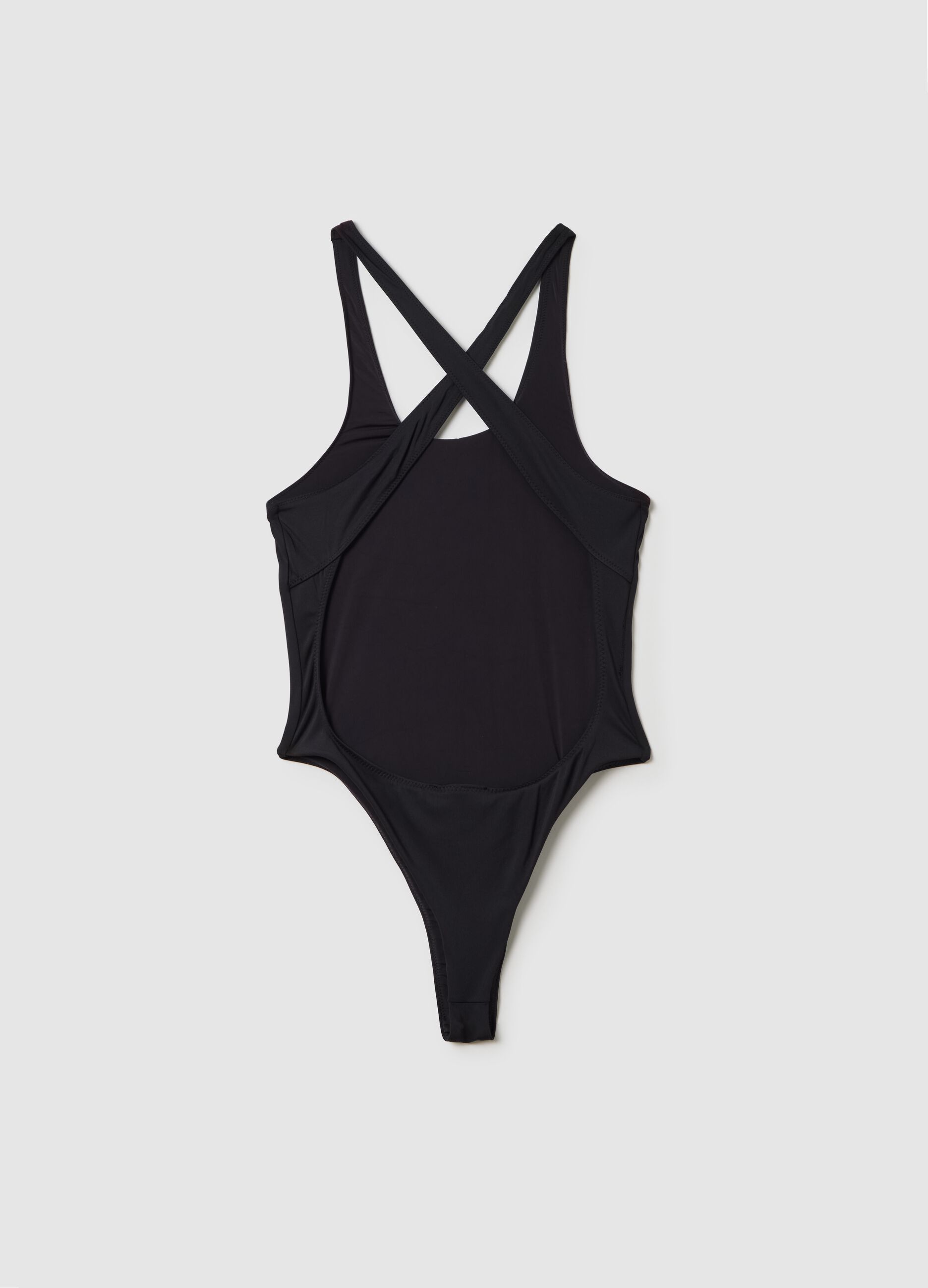 Cross Back Cut Out Swimsuit Black