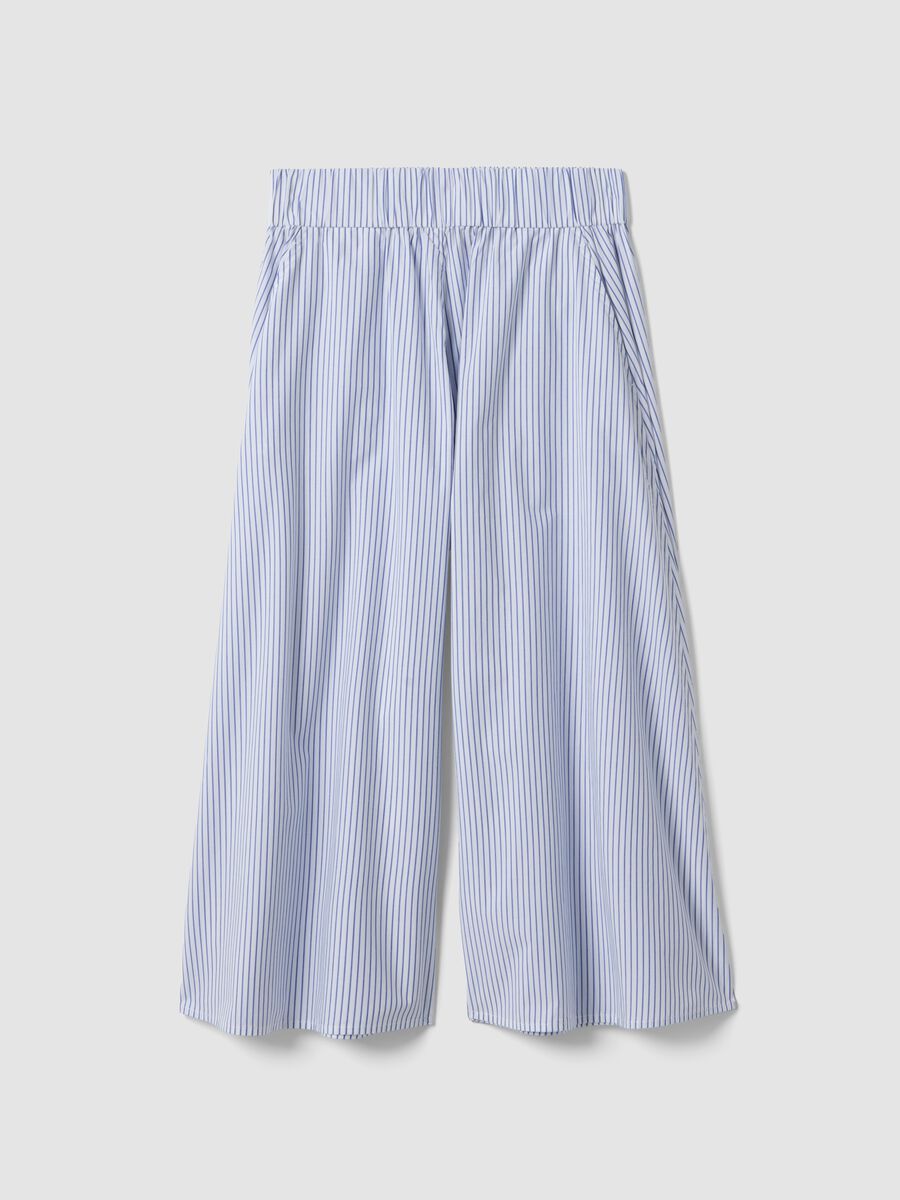 Long white and blue striped pure cotton skirt_4