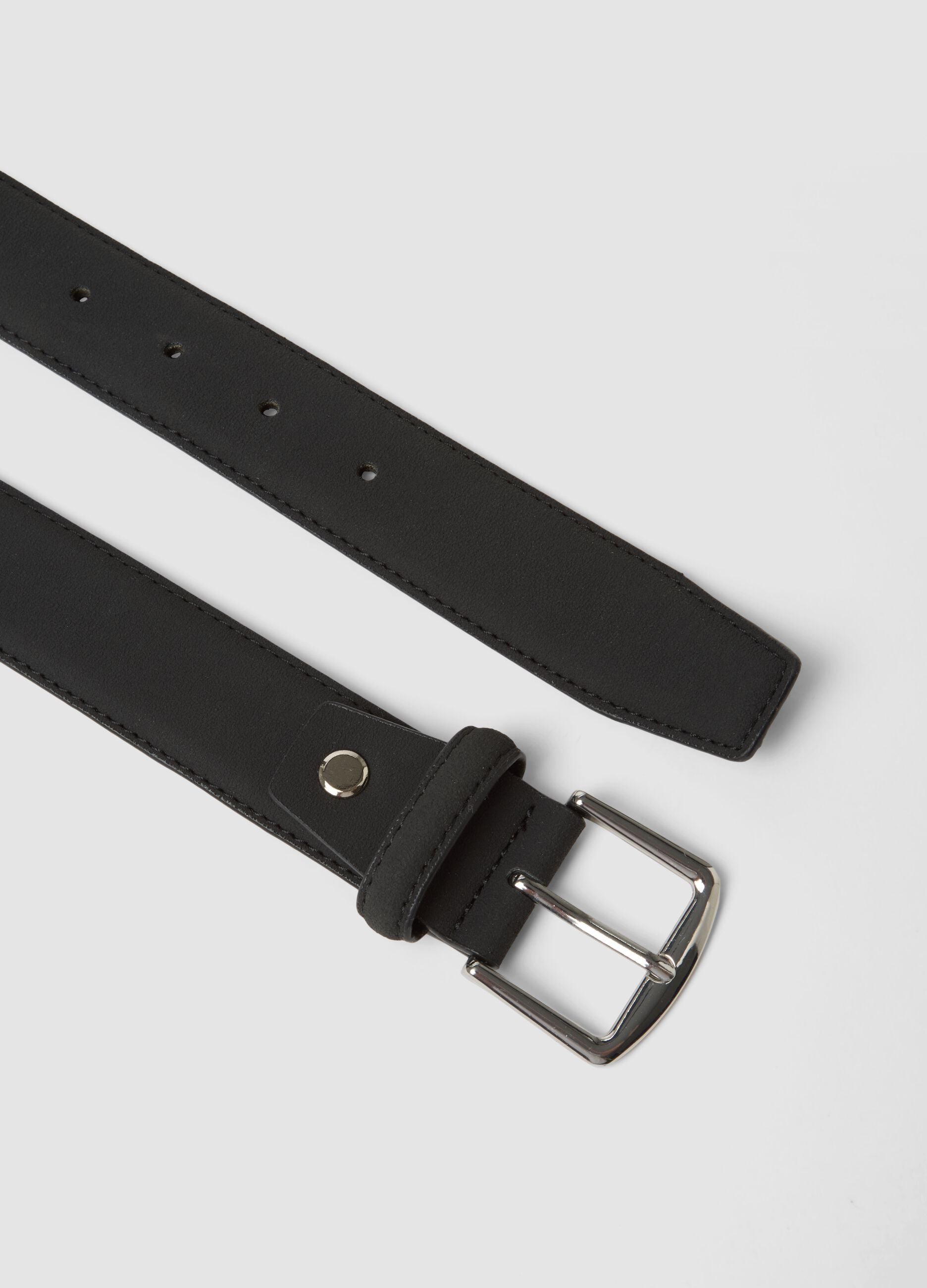 Black belt with rectangular metal buckle