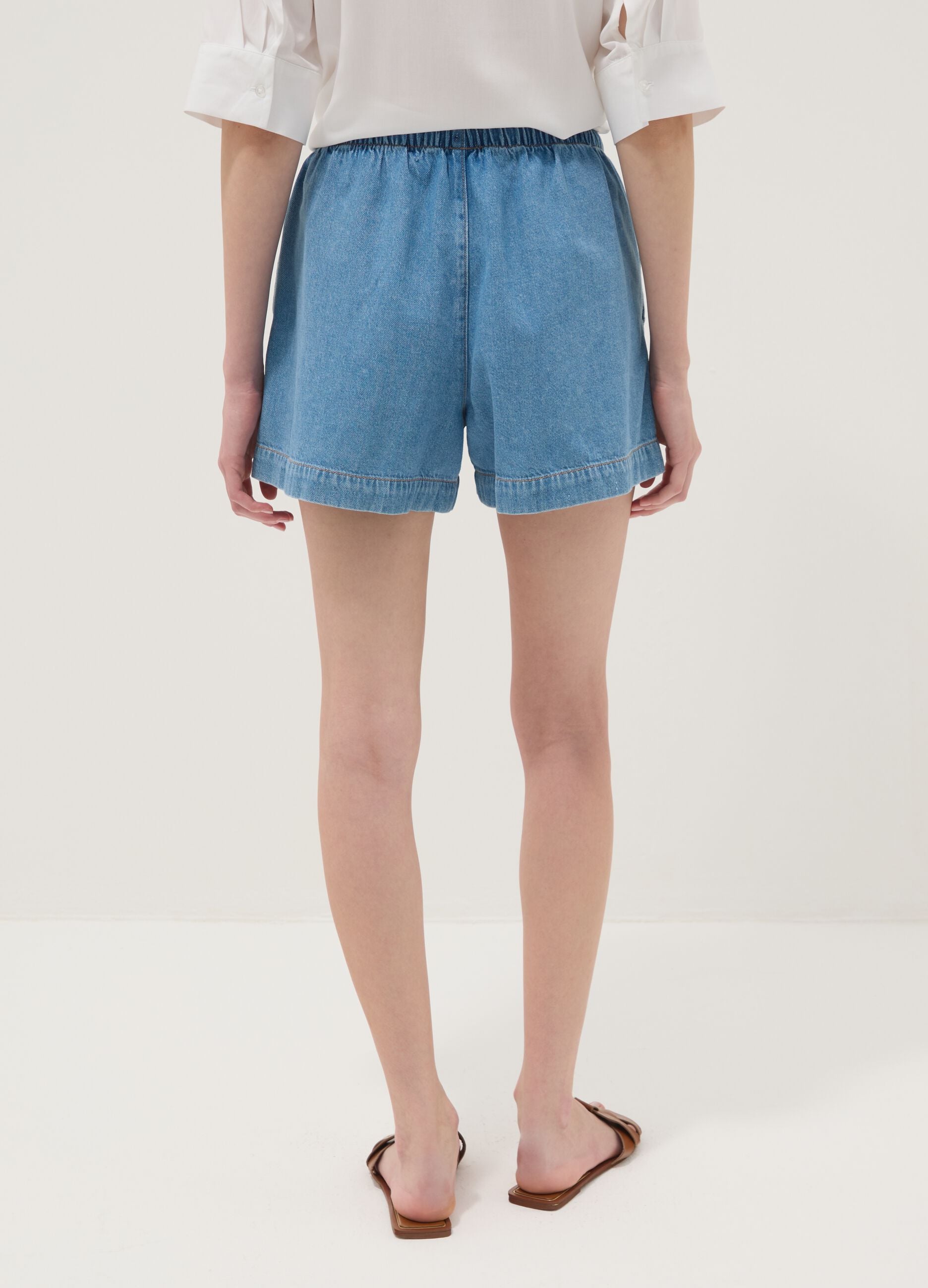 Light blue pure cotton denim shorts