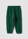 Green organic cotton jogger trousers with drawstring for baby boys_1