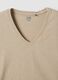 Beige pure cotton V-neck T-shirt_5