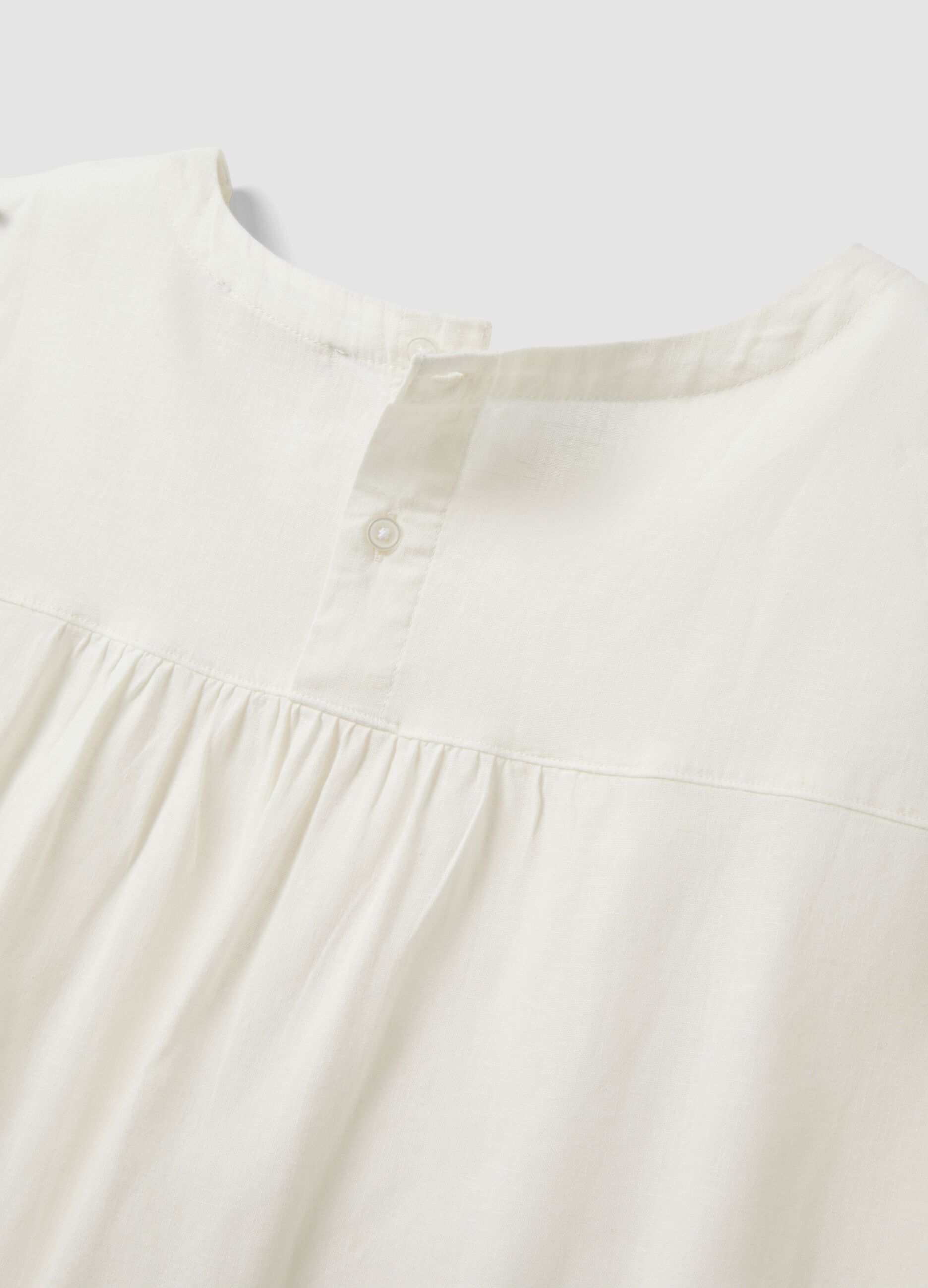 White linen and viscose blend blouse, regular fit