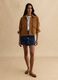 Regular fit brown genuine leather jacket with buttons_0