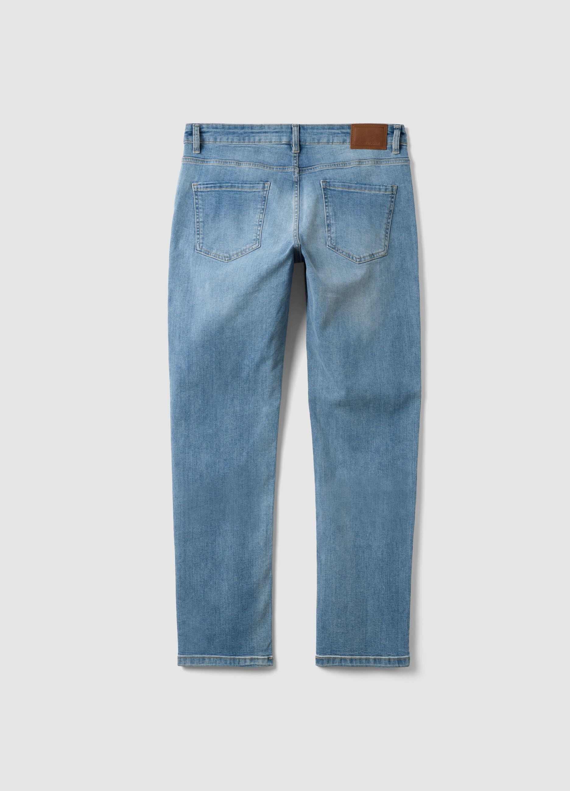 Light blue stretch cotton denim jeans, regular fit