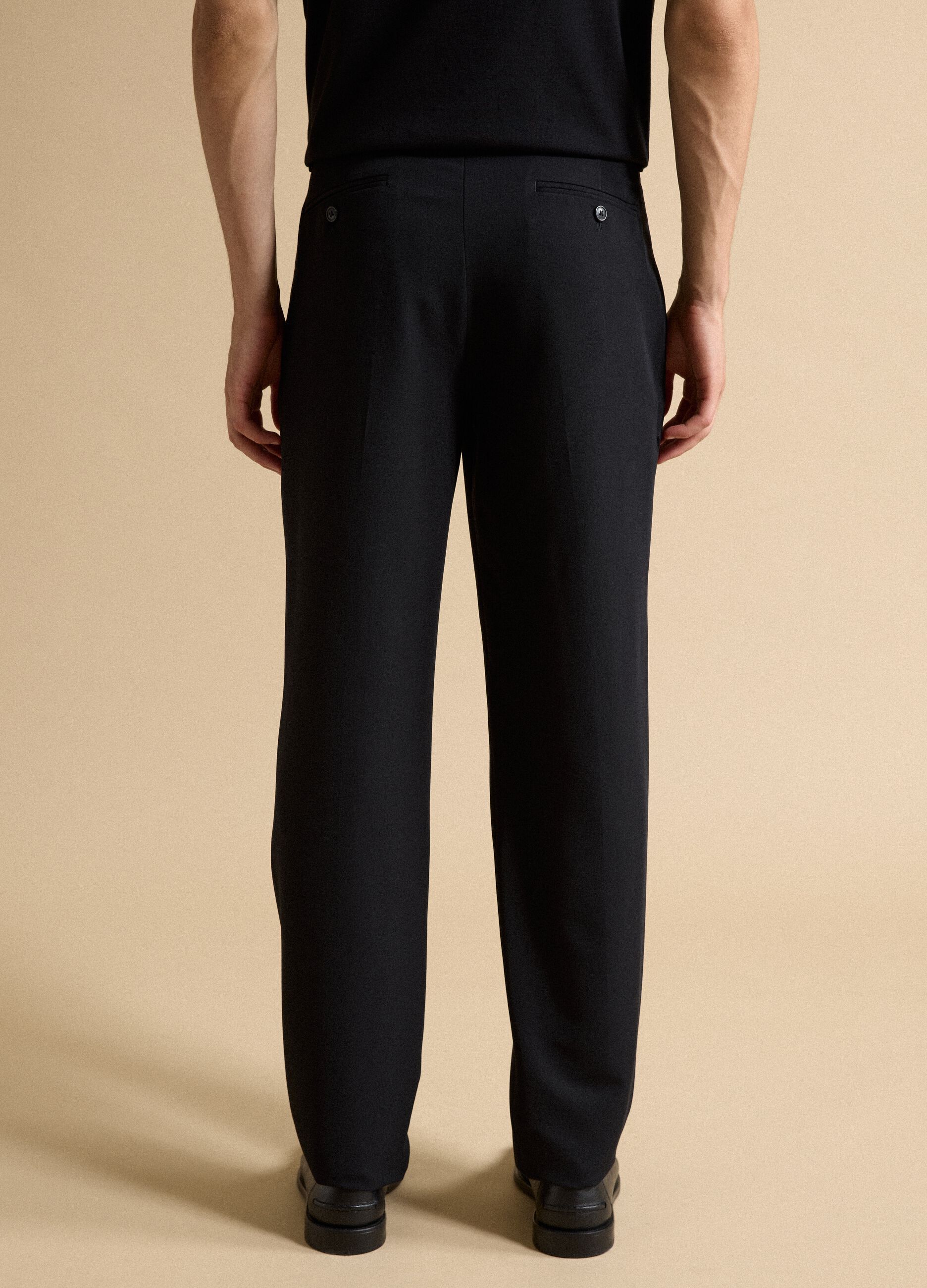 Black slim-fit formal trousers in stretch viscose