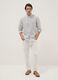 Multicolour striped shirt with mandarin collar in linen-cotton blend regular fit_1
