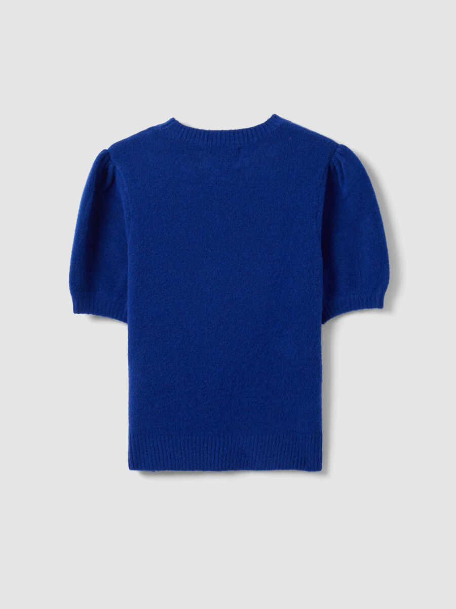 Blue stretch viscose crew-neck top, regular fit_6