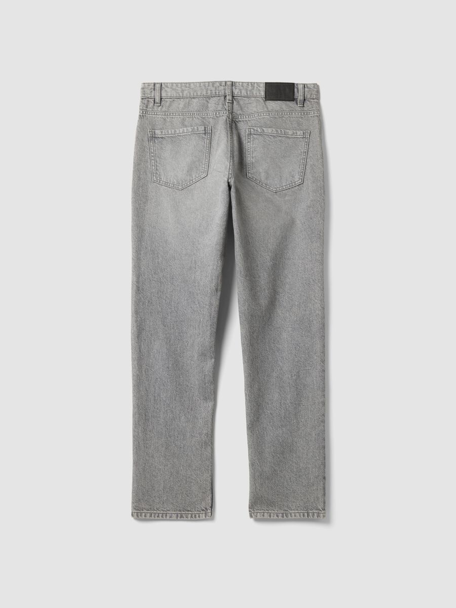 Grey denim jeans in pure cotton, regular fit_5