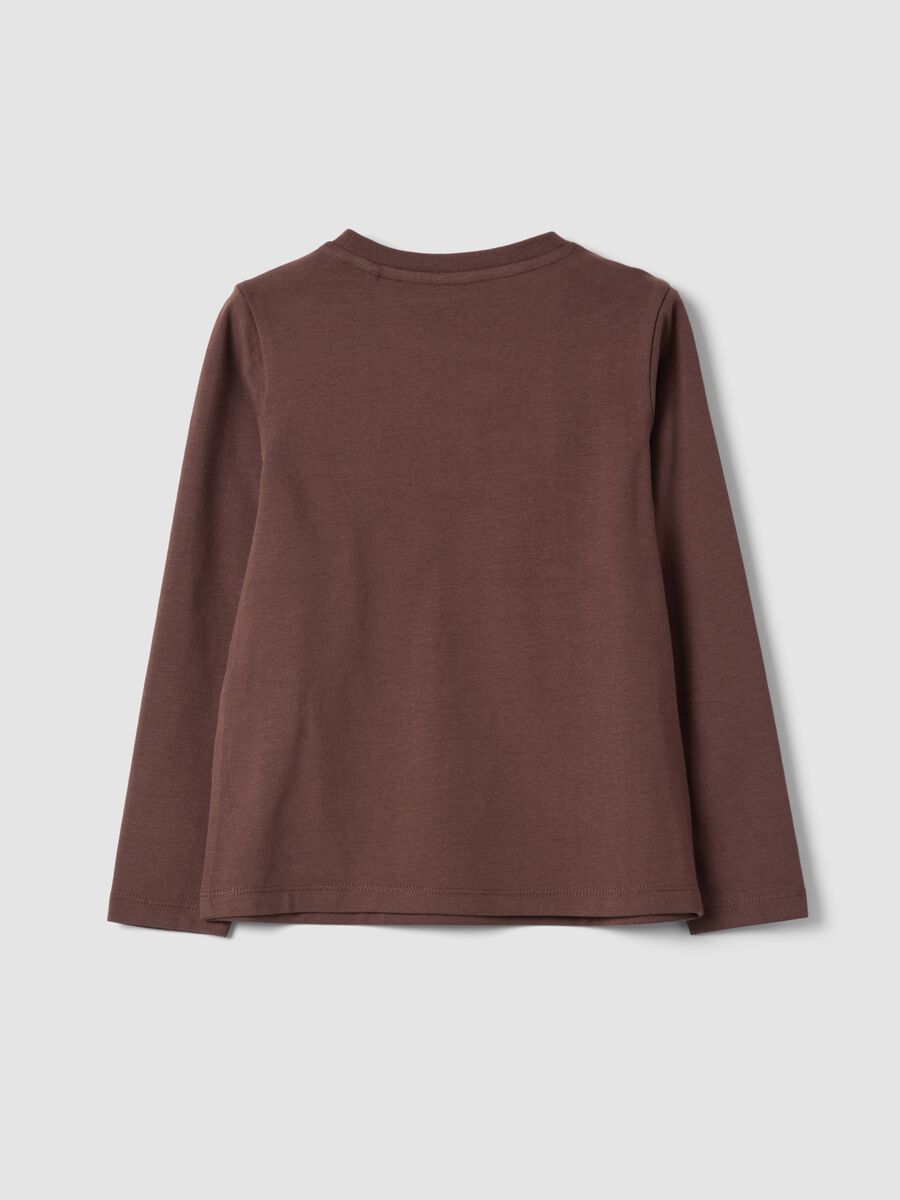 Brown long-sleeve organic stretch cotton crew-neck T-shirt_1