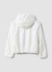 White hooded rain jacket with zip for girls_1