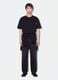 Black denim wide-leg jeans in pure cotton_0