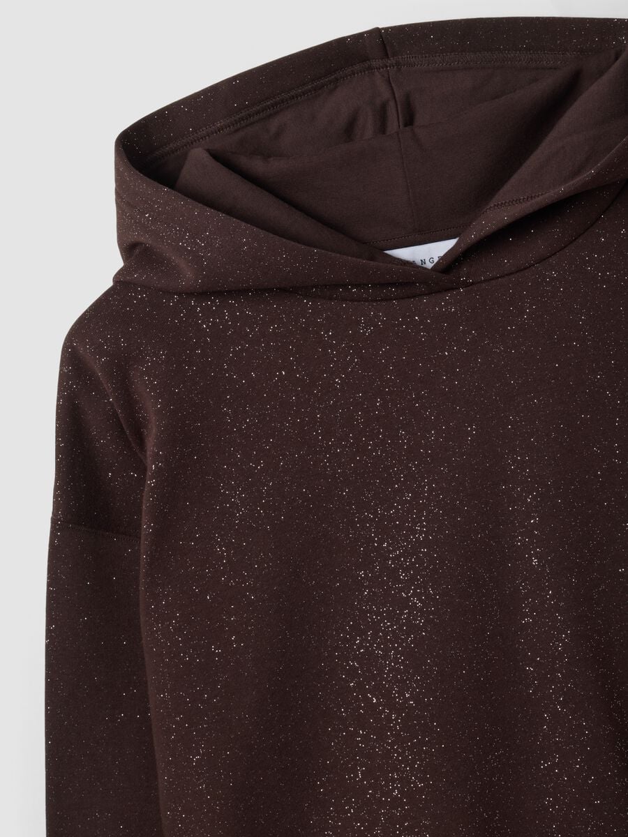 Brown cotton-blend hoodie with crew neck_1