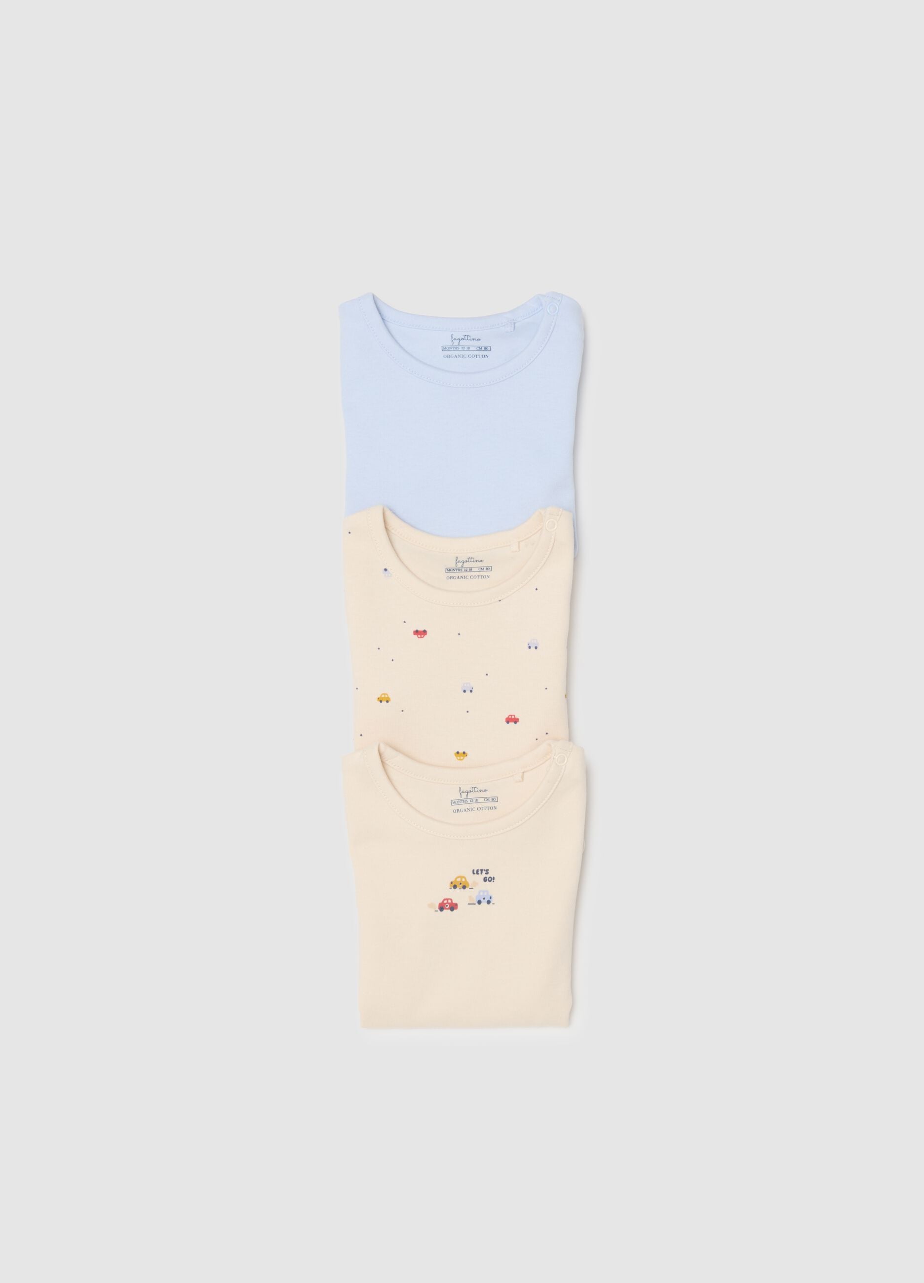 Tripack body a maniche corte multicolor da neonato in puro cotone