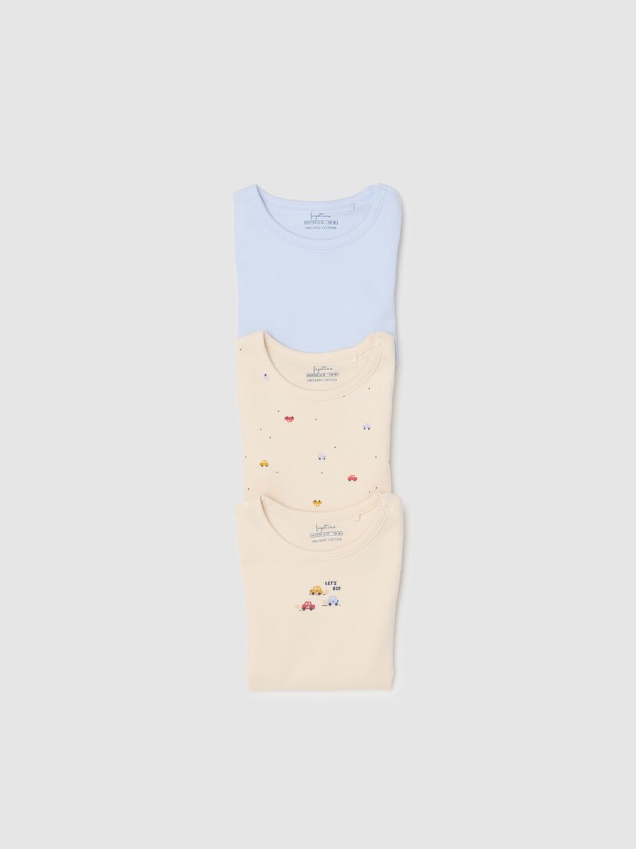 Tripack body a maniche corte multicolor da neonato in puro cotone_3