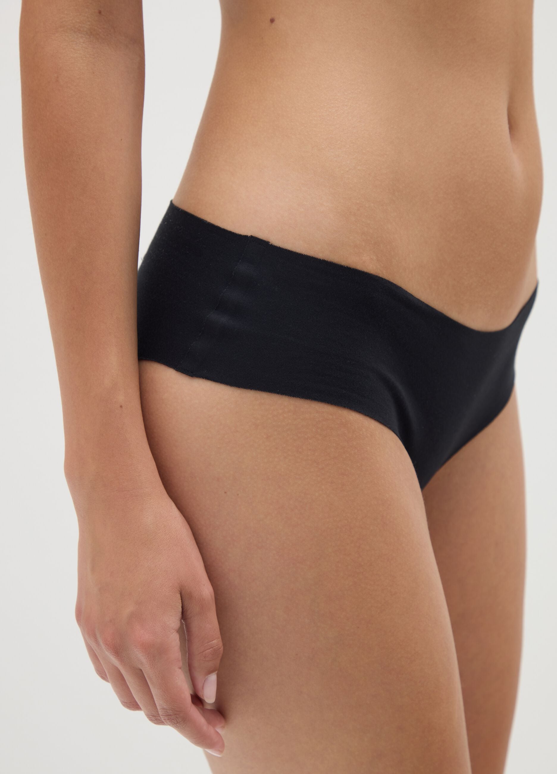 Black stretch cotton knickers