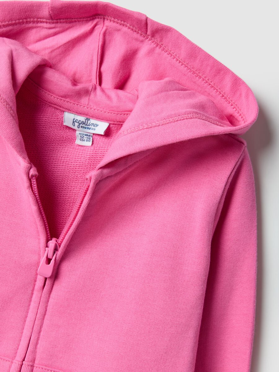 Felpa rosa con cappuccio da bimba in puro cotone regular fit_2
