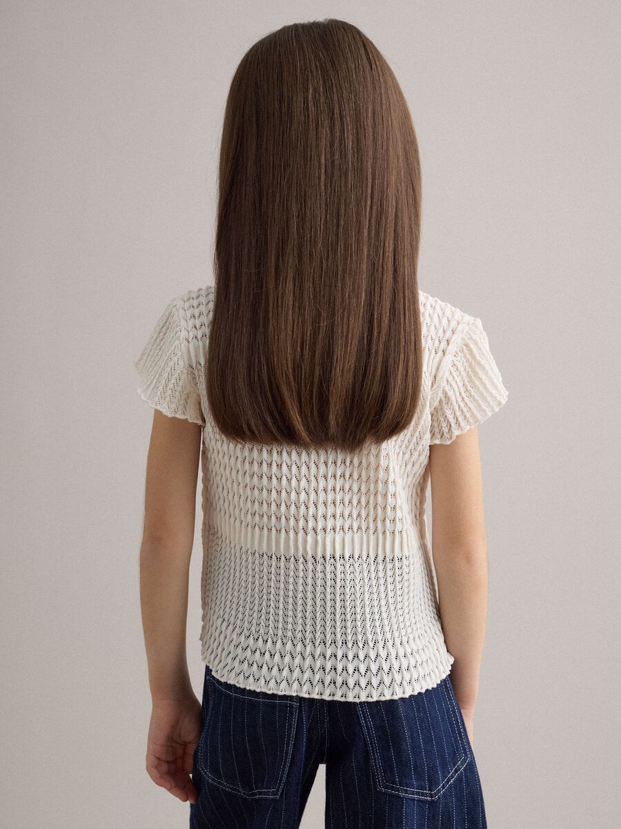 Girls&rsquo; white stretch-fabric T-shirt, regular fit_1