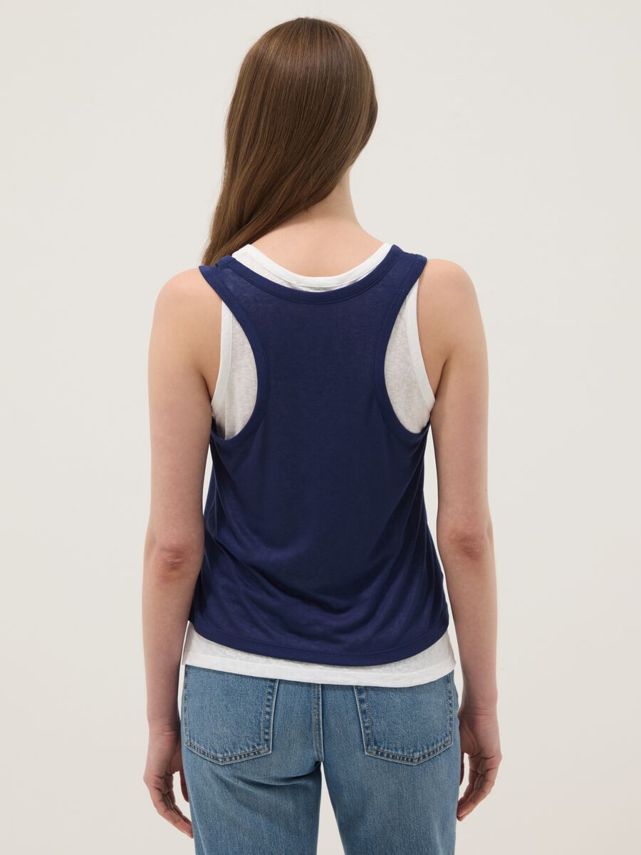 Blue viscose-blend regular-fit tank top_3