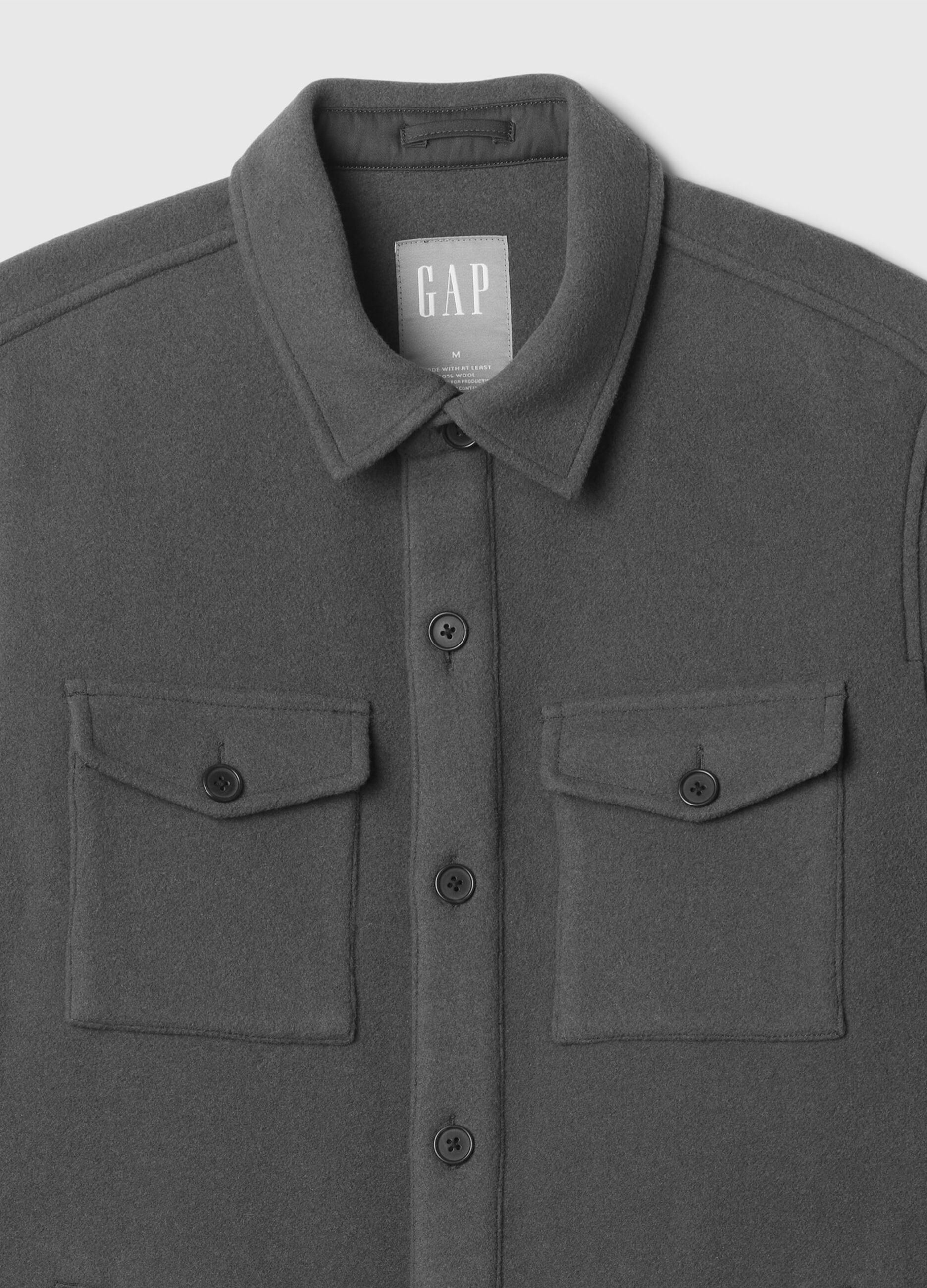 Utility shacket in wool blend