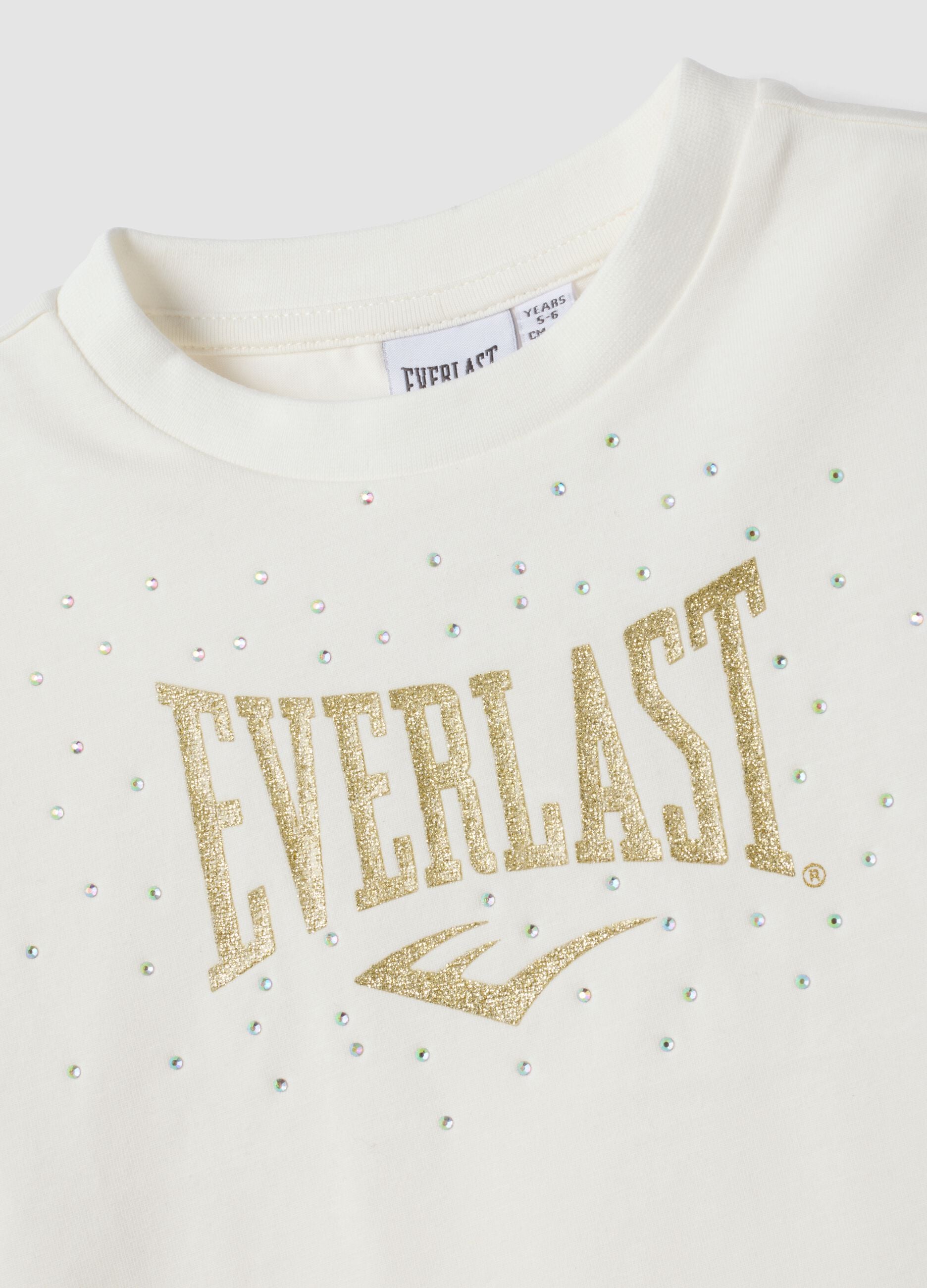White long-sleeved stretch cotton T-shirt with print