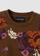 Brown cotton-blend crew-neck sweatshirt with floral pattern_5