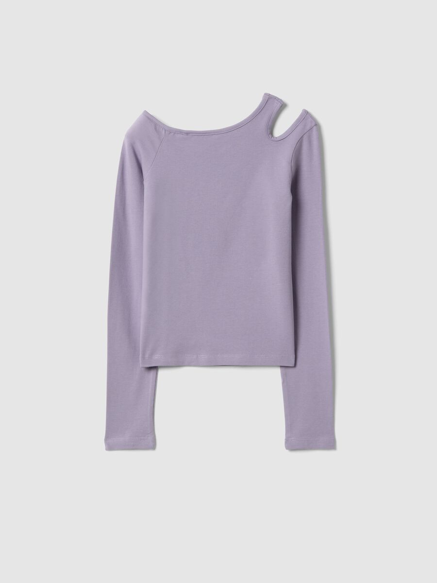 Maglia in misto cotone viola da ragazza slim fit con scollo a barca_4