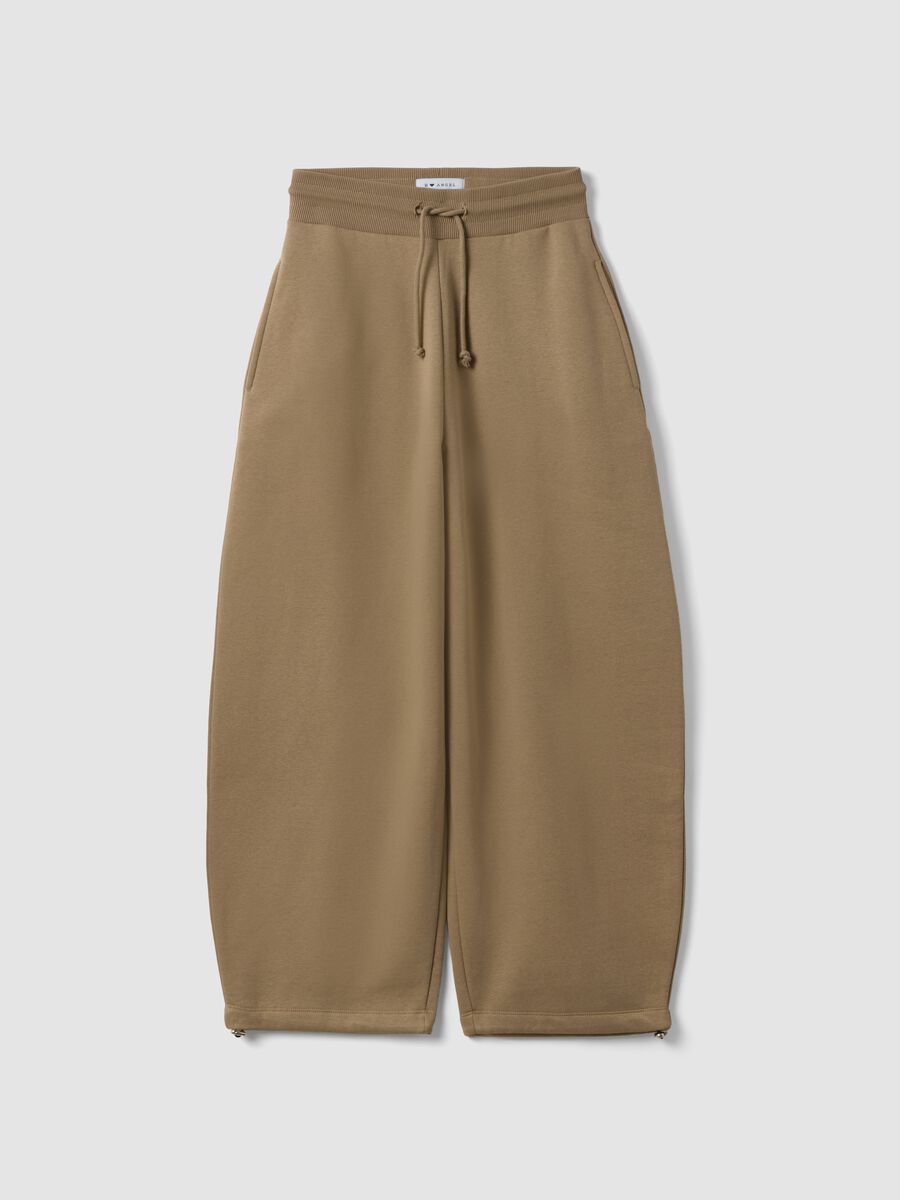 Beige cotton-blend baggy-fit jogger trousers_0