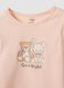 Pink organic cotton pyjamas with crew neck and cute animal print_3